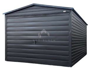 Garaż blaszany 3x5m Brama uchylna - Antracyt - Dach dwuspadowy NB105
