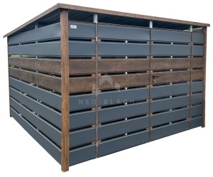 Wiata Śmietnikowa - Schowek 3x3m - Ciemny orzech - Antracyt - Drewnopodbny  NB106