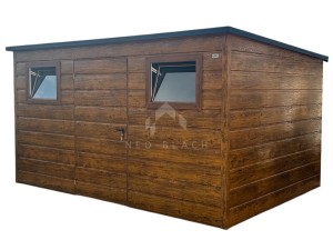 Schowek - Domek Ogrodowy 3,5x2m -  2x Okno - Drzwi - Ciemny Orzech - Drewnopodobny - Dach Spad w tył NB107