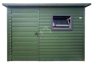 Schowek - Domek ogrodowy 3x2 m - drzwi - okno - zielony - dach spad w tył - rynna NB531