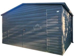 Schowek - Domek ogrodowy 5x4 m - brama dwuskrzydłowa - antracyt - dach dwuspadowy - rynny NB540