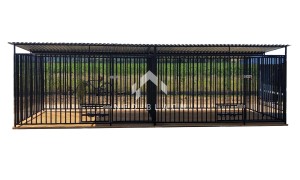 Kojec dla Psów 6x2m - drewniana Podłoga - uchwyt na miski NB171