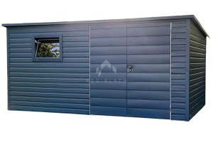 Schowek - Domek Ogrodowy 4,5x2,5m - Brama Dwuskrzydłowa - Okno - Antracyt - Dach spad w tył NB198