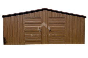 Schowek - Domek Ogrodowy 5x4m - 2x drzwi - Ciemny orzech - drewnopodobny - Rynny - Dach dwuspadowy NB210