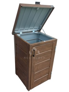 Zabudowa kosza na śmieci wiata śmietnikowa obudowa kubłów 60x65x110 cm 1x120L ciemny orzech NB214