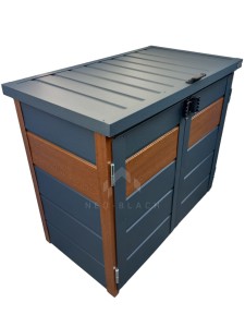 Zabudowa koszy na śmieci wiata śmietnikowa obudowa kubłów 120x65x110 cm 2x120L antracyt + złoty dąb NB221