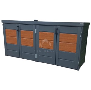 Zabudowa koszy na śmieci wiata śmietnikowa obudowa kubłów 235x65x110 cm 4x120L antracyt + jasny orzech NB229